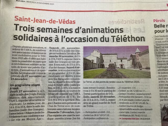 Article MIDI LIBRE  Téléthon