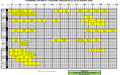 Planning GYM TOUSSAINT