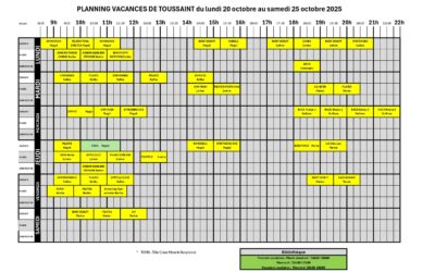 Planning remise en Forme Vacances Toussaint
