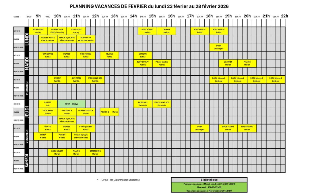 PLANNING Remise en Forme vacances d&rsquo;hiver
